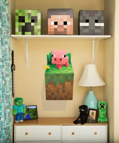 (Set of 4) LucyM Wall Decal Digging Steve; Creeper Inside Wall; Baby Pig; Baby Cow 24 91m5TmlWeL