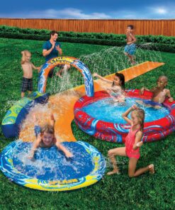 Banzai Cyclone Splash Water Park Outdoor Backyard Inflatable Toy with Sprinkling Slide and Kiddie Pool 13 91mBzo99QOL