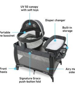 Graco Pack ‘n-Play Travel Dome LX-Playard | Features Portable Bassinet, Redmond w/ Raised Dome 33 91mEvES902L