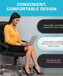 Xtreme Comforts Seat Cushion, Office Chair Cushions - Pack of 1 Padded Foam Cushion w/Handle for Desk, Wheelchair & Car Use - Back Support Pillow for Chair - Travel Bag Included Coccyx Coccyx Black 23 91mFXTkiYaL