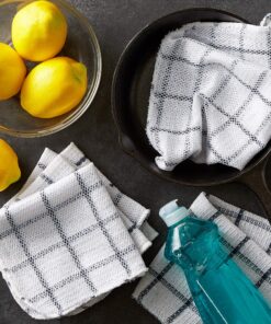DII Scrubber Dishcloths Collection Windowpane Dishrag Set, 12x12, White/Nautical Blue Stripe, 6 Piece 12x12" 16 91mLpoY9FvL