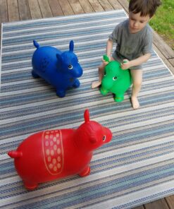 AppleRound Horse Bouncer with Hand Pump, Inflatable Space Hopper, Ride-on Bouncy Animal (Green) Green 25 91mNxC3XAjL