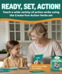 Alternative view of Action Verbs Flash Cards - 50-Piece Educational Flash Cards for Speech Therapy and Home Schooling - Thick and Durable Vocabulary Builder Flash Cards for Kids and Adults Volume 1