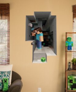 (Set of 4) LucyM Wall Decal Digging Steve; Creeper Inside Wall; Baby Pig; Baby Cow 23 91md9EkzsNL