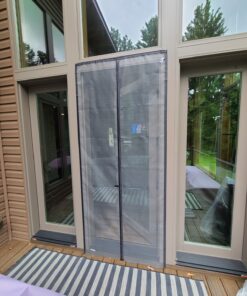 MAGZO Magnetic Screen Door Fit Door Size 38 x 99 Inch, Screen Size 40" x 100" Fiberglass Mesh Curtain Middle Opening Screen with Full Frame Hook&Loop-Gray Grey 33 91me21WjJ2L