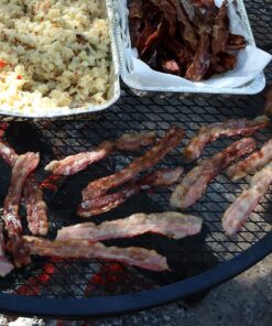 Sunnydaze X-Marks Fire Pit Cooking Grate - Outdoor Round Black Steel BBQ Campfire Grill with Handles - 22-Inch 22 in 17 91meeTD RLL 1