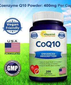 CoQ10 (400mg Max Strength, 200 Capsules) - High Absorption Vegan Coenzyme Q10 Powder - Ubiquinone Supplement Pills, Extra Antioxidant CO Q-10 Enzyme Vitamin Tablets, COQ 10 400 mg 200 Count (Pack of 1) 17 91mlli89TLL