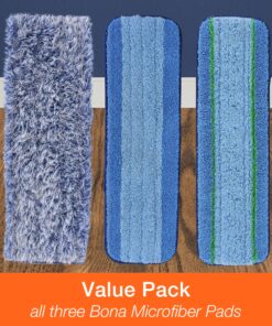 Alternative view of Bona Microfiber Pad Pack for Multi-Surface Hard Floors - 3-Pack Value - Use With Bona Mops - Includes Dusting Pad, Cleaning Pad, and PowerPlus Deep Clean Pad - Wood, Stone, Tile, Laminate, Vinyl Floor Variety Pack