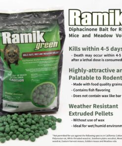 Neogen Ramik Green Fish Flavored Weather Resistant Rodenticide Nuggets, 4 lb bag 4-pound pouch 33 91mtfcl1BML