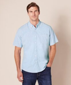 Amazon Essentials Men's Regular-Fit Short-Sleeve Pocket Oxford Shirt XX-Large Blue 13 91mu30LtwyL