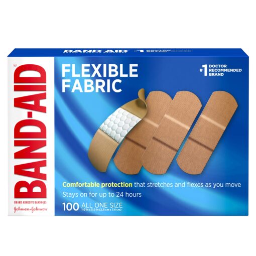 Band-Aid Brand Flexible Fabric Adhesive Bandages for Wound Care and First Aid, All One Size, 100 Count 100 Count (Pack of 1)