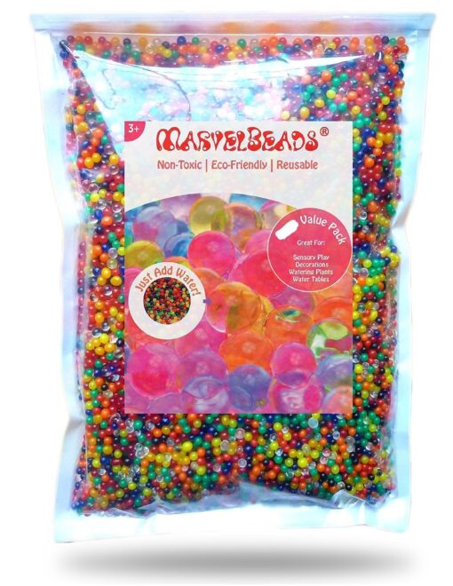 MarvelBeads Water Beads Rainbow Mix (1 Pound Bulk), for Kids Sensory Play and Spa Refill, BPA & Phthalate Free