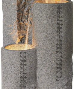 Bowl and Pillar Zen Modern Outdoor Floor Water Fountain 34 1/2" High with LED Light Cascading for Garden Patio Backyard Deck Home Lawn Porch House Relaxation Exterior Balcony - John Timberland 19 91nJoVUydEL