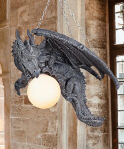 Design Toscano Nights Fury Dragon Gothic Decor Hanging Light Fixture, 21 Inch, Greystone 16 91nKDR3A vL
