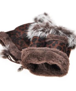 ZLYC Women Teen Classic Winter Warm Rabbit Fur Hands Wrist Fingerless Gloves Mittens (Leopard) Brown 14 91nQY4G7njL