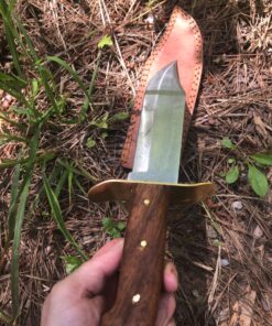 SZCO Supplies 15” Classic Wood Handle Carbon Steel Bowie Blade Outdoor Survival Knife,Brown/Brass 80 91nZIcZa5JL