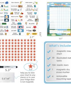Alternative view of Magnetic Chore Chart for Kid at Home, Bahavior Chart for Kid at Home, Reward Chart for Kids Behavior. Each Set Includes 30 tasks, 104 Stars, and one 11“ x 14.5" Magnetic Chart- Blue 1 Pack Blue