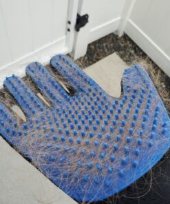 DELOMO Upgrade Pet Grooming Gloves Cat Brushes for Gentle Shedding - Efficient Pets Hair Remover Mittens - Dog Washing Gloves for Long and Short Hair Dogs & Cats & Horses - 1 Pair (Blue) 1A Blue- 1 Pair 50 91niqyKRg0L