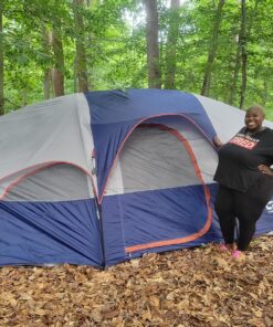 CAMPROS CP Tent 8 Person Camping Tents, Weather Resistant Family Tent, 5 Large Mesh Windows, Double Layer, Divided Curtain for Separated Room, Portable with Carry Bag Blue 37 91npt2lzPrL