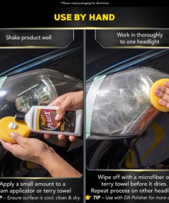 Meguiar's PlastX Clear Plastic Polish, Fast & Easy Plastic Restorer for Headlights, Taillights, Soft Top Windows, and More, Remove Scratches, Cloudiness, Yellowing, and Oxidation, 10 oz. 35 91nq4ChG7YL