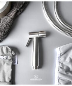 SmarterFresh Easy-Install Cloth Diaper Sprayer for Toilets – Luxury Handheld Bidet Attachment – Multi-Use Toilet Faucet with Simple Pressure Control (Curved Sprayhead) Stainless Steel 37 91nylxtjMyL