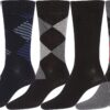 Sakkas Mens Cotton Blend Pattern And Ribbed Dress Socks Value 6-Pack 10-13 154-6 Pack