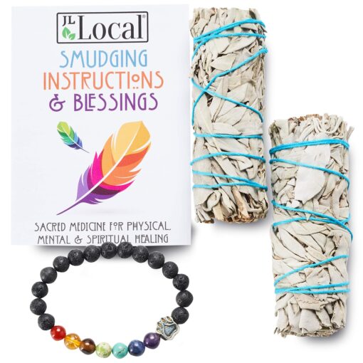 JL Local White Sage Smudge Sticks Bundles Gift Set - California Sage - Smudging & Cleansing Wands (2 Pack) 2 Pack