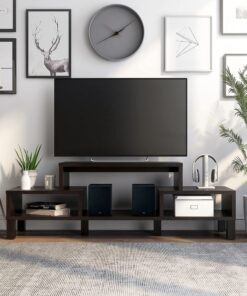 Furniture of America Everette Modern 3 Open Shelves TV Console/Stand with Wooden Legs, 60", Cappuccino 14 91oVkA4btEL
