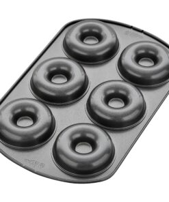 Wilton 6-Cavity Doughnut Baking Pan, Makes Individual Full-Sized 3 3/4" Donuts or Baked Treats, Non-Stick and Dishwasher Safe, Enjoy or Give as Gift, Metal (1 Pan) 1 Pack Wilton Nonstick 6-Cavity Donut Pan 25 91oaflMDb0L
