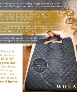 Alternative view of WONAP Bamboo Weighted Blanket | 100% Natural Bamboo Cooling with Premium Glass Beads | 15 lbs | 60"x80" Queen Size | for Adult and Kids | Heavy Blanket | Folkstone Grey Bamboo 60"x80" | 15 Lbs Folkstone Grey - Bamboo Blanket