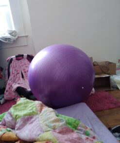 SmarterLife Workout Exercise Ball for Fitness, Yoga, Balance, Stability, or Birthing, Great as Yoga Ball Chair for Office or Exercise Gym Equipment for Home, Premium Non-Slip Design Purple 65 cm 30 91odcvnNsNL
