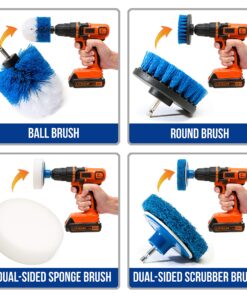 RevoClean 4 Piece Scrub Brush Power Drill Attachments-All Purpose Time Saving Kit-Perfect for Cleaning Grout, Tile, Counter, Shower, Grill, Floor, Kitchen, Blue & White 19 91oei0OnFfL