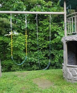 Jungle Gym Kingdom Swings for Outdoor Swing Set - Pack of 2 Swing Seat Replacement Kits with Heavy Duty Chains - Backyard Swingset Playground Accessories for Kids (Green) Green, 2 Pack Standard 31 91olcNsSScL