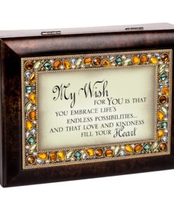 Cottage Garden My Wish for You to Embrace Life Amber Earth Tone Jeweled Music Box Plays Edelweiss 15 91omMMH4dyL