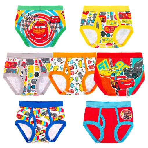 Disney Boys Pixar Cars 100% Combed Cotton Underwear with Lightning McQueen, Mater, Cruz & more Sizes 18M, 2-3T, 4T, 4, 6, 8 7-pack Brief