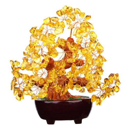 Parma77 Citrine Crystal Tree, Yellow Healing Crystals Gemstone Bonsai Tree Money Tree, Yellow Room Decor Cubicle Office Desk Decor for Women, Feng Shui Wealth and Luck Spiritual Gifts for Women Gold