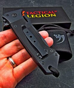 Tough Heavy Duty Everyday Carry Tanto Blade Ball Bearing Flipper Folding Pocket Knife with Sheath Black G10 - Black Tanto Blade 22 91ozExYDWvL