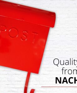 NACH Euro Series Modern Mailbox, Decorative Mail Holder, Wall Mount Mailboxes for Outside, Rust Resistant Galvanized Metal Mailbox, 12" x 11" x 4.5", Red, MB-44766 POST 23 91ozr8oKLWL