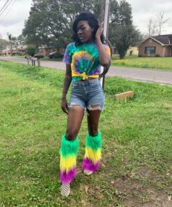 MARDI GRAS FURRY LEG COVERS Standard Size Purple / Yellow / Green 29 91p4T z82GL