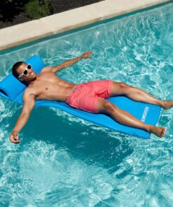 TRC Recreation Sunsation 1.75 Inch Thick Foam Lounger Water Floating Swimming Pool Raft with Roll Pillow for Head and Neck Support, Bahama Blue 21 91p7uQdMy4L