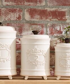 Mud Pie Kitchen Canister (Set of 3), White Set of 3 34 91pIpf6 kL