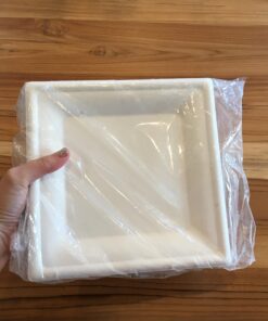 Susty Party 8-Inch Compostable Square Plates (50 Plates), Sugarcane Heavy Duty Disposable Biodegradable Plate, White 15 91pNqhPWU6L