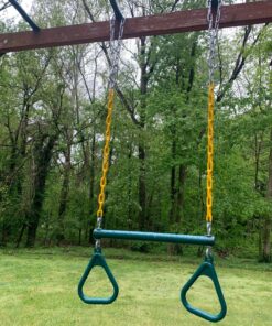 Jungle Gym Kingdom Swing Sets for Backyard, Monkey Bars & Swingset Accessories - Set Includes 18" Trapeze Swing Bar & 48" Heavy Duty Chain with Locking Carabiners - Outdoor Play Equipment (Green) Green 41 91pWpQ 518L