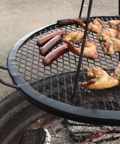 Sunnydaze X-Marks Fire Pit Cooking Grate - Outdoor Round Black Steel BBQ Campfire Grill with Handles - 22-Inch 22 in 15 91pdjgs8tiL 1