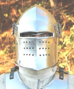 Alternative view of Medieval Renaissance Detachable Visor Barbute 18 Guage Functional Helmet Armor Rustic Vintage Home Decor Gifts