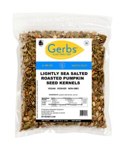 GERBS Lightly Sea Salted Pumpkin Seed Kernels 2 LB. Resealable Bag, Top 14 Allergy Free Foods, Protein & Magnesium Packed Superfood Snack, Non GMO, No Preservatives, Gluten & Peanut Free, Vegan, Keto, Shelled Pepitas grown in Canada Light sea salt 22 91phx0JU52L