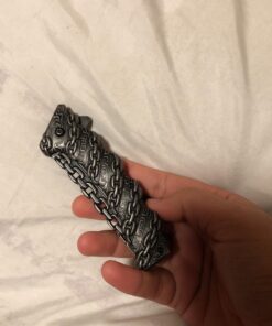 TAC FORCE Spring Assisted Folding Pocket Knife –Stonewashed Finish Stainless Steel Blade and Handle with Sculpted Chain Link Design, Includes Pocket Clip, Tactical, EDC, Rescue - TF-859 40 91pvomCmCdL