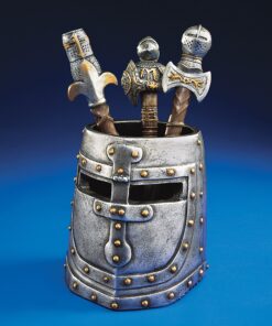 Alternative view of Design Toscano Knights Templar Helmet Pen Cup Desk Accessory Statue, 4 Inch, Polyresin, Pewter Finish Knight's Helmet