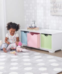 KidKraft Nantucket Wooden Storage Bench with Three Bins and Wainscoting Detail - Pastel, Gift for Ages 3+ 15 91q3taKGSnL