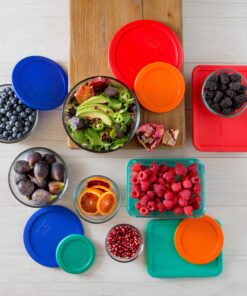 Pyrex Meal Prep Simply Store Glass Rectangular and Round Food Container Set (18-Piece, BPA-free), Multicolor 18 PC Set 26 91q6tJLilxL